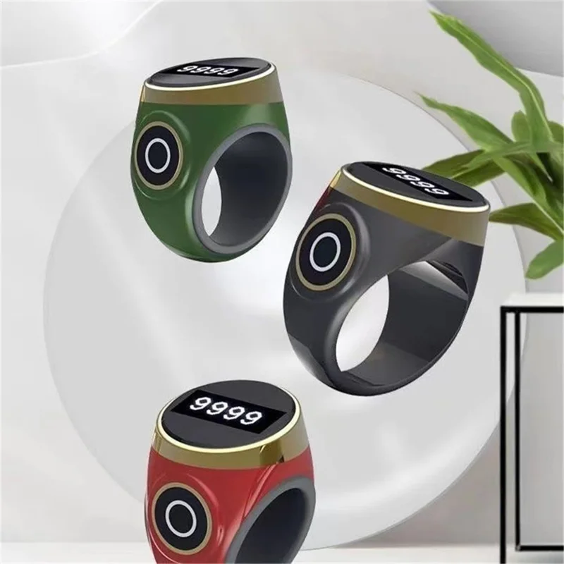 S9 Waterproof Finger Ring Digital Counter Luminous Electronic Smart Ring Tally Counter - Blackish Green