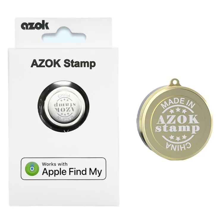 Azok Stamp Bluetooth Tracker da 80 db Beep Sound Global Item Localator Works With Apple Find My - Oro