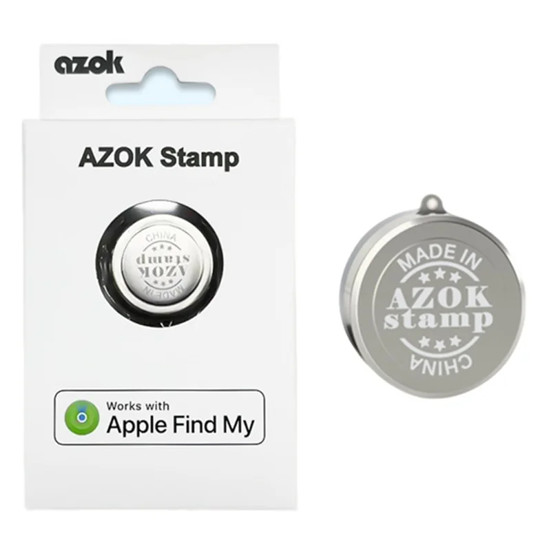 AZOK Stamp Bluetooth-compatible Tracker 80dB Beep Sound Global Item Locator Works with Apple Find My - Silver