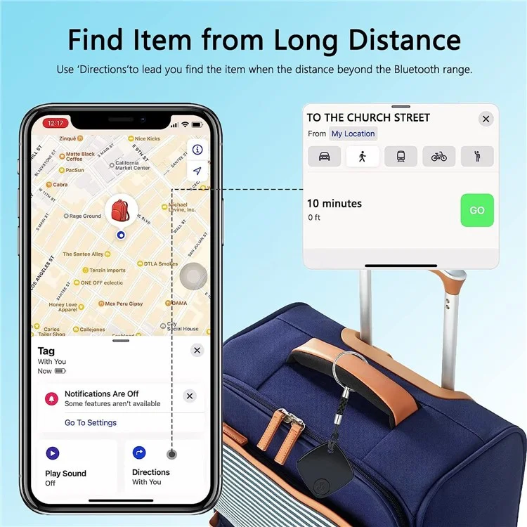 Sualio Tag Find My Wireless Smart Tag Bluetooth Tracker Luggage Wallet Key Locator - Negro