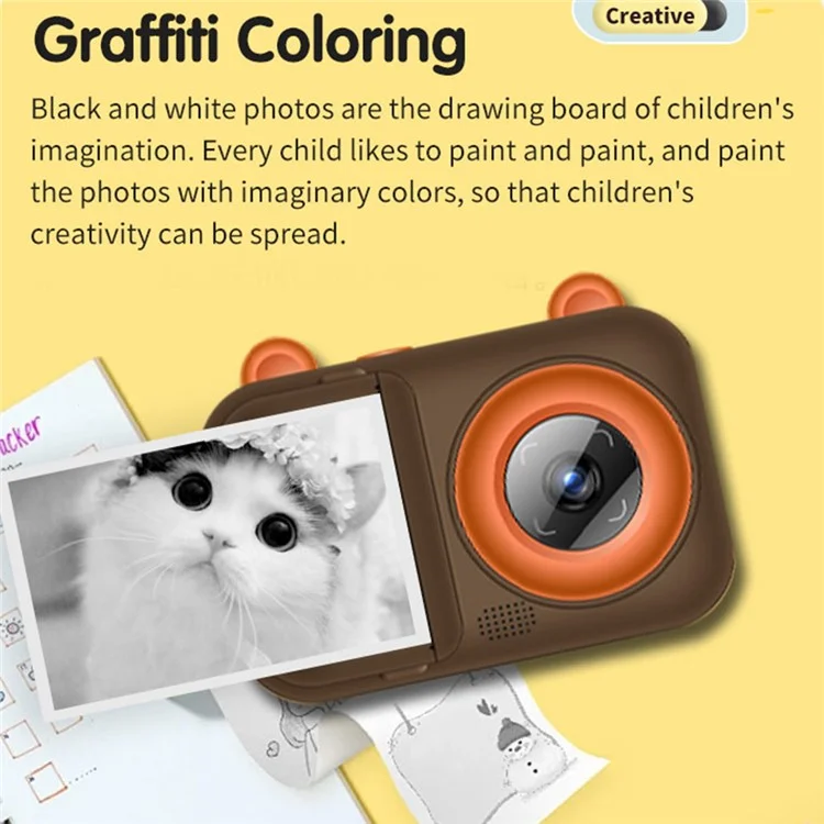 S6 2.4-inch Screen Lovely Kids Dual Lens Digital Camera Instant Photo Printing Machine - Pink