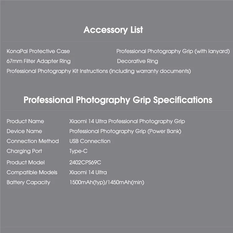 XIAOMI 14 Ultra Kit Photo Professionnel Plateforme d'Imagerie Professionnelle Poignée Photo - Blanc