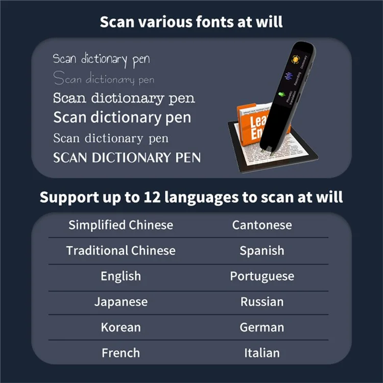Traducteur intelligent plume A6S 1+8G écran 1,97 pouce 112 langues en ligne
