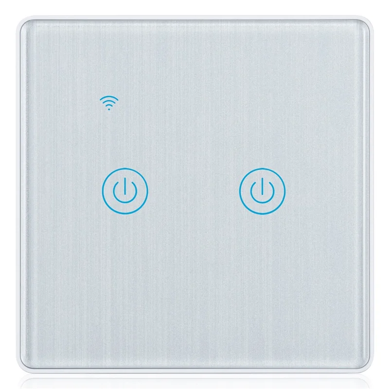 DS-101JL-2 2 Gang WiFi + Bluetooth-compatible Dual Mode APP Voice Control Smart Touch Wall Switch - Grey