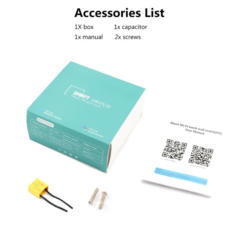 DS-101JL-2 2 Gang WiFi + Bluetooth-compatible Dual Mode APP Voice Control Smart Touch Wall Switch - Grey