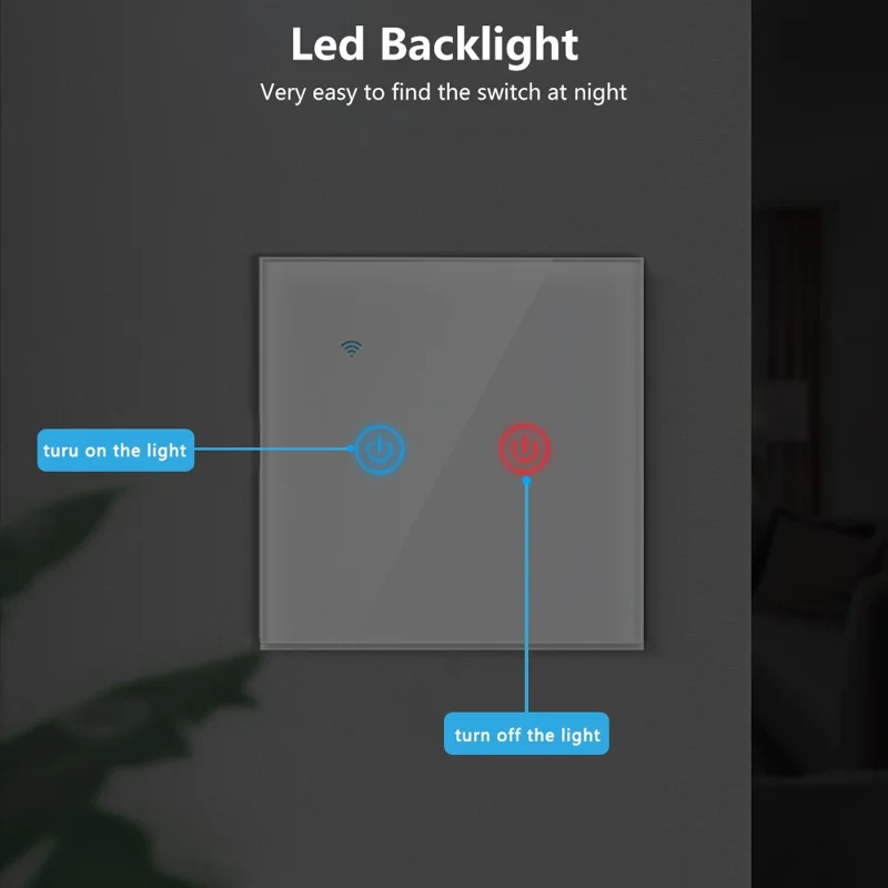 DS-101JL-2 2 Gang WiFi + Bluetooth-compatible Dual Mode APP Voice Control Smart Touch Wall Switch - Grey