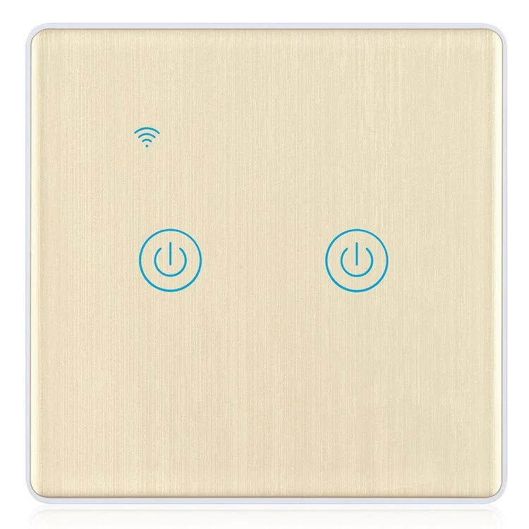 DS-101JL-2 2 Gang WiFi + Bluetooth-compatible Dual Mode APP Voice Control Smart Touch Wall Switch - Gold