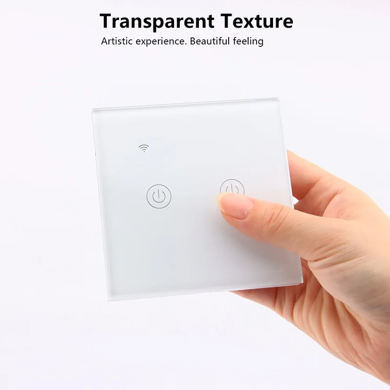 DS-101JL-2 2 Gang WiFi + Bluetooth-compatible Dual Mode APP Voice Control Smart Touch Wall Switch - Gold