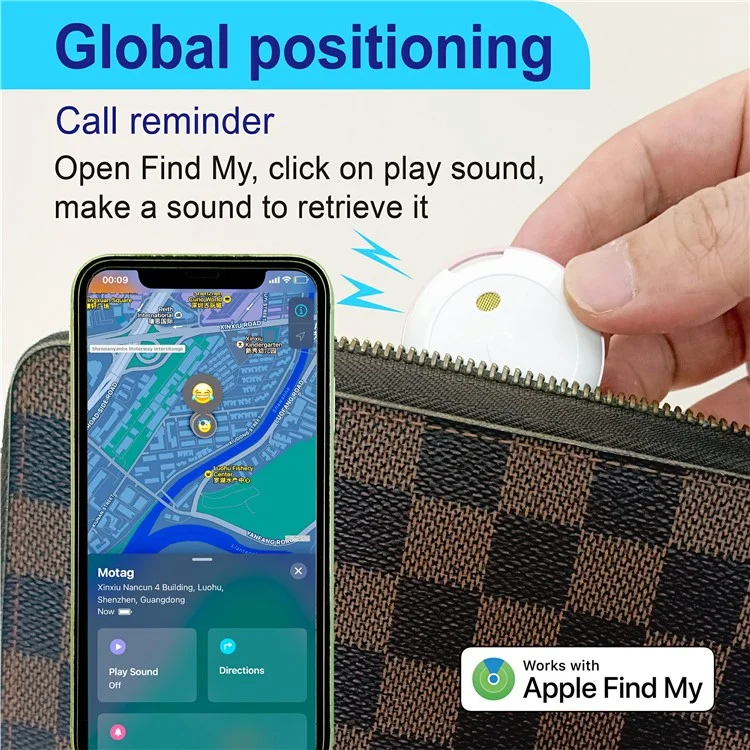 P20 Smart Bluetooth-compatible Tracker Global Positioning Anti-Lost Locator Works with Apple Find My - White