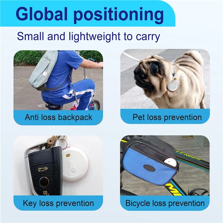 P20 Smart Bluetooth-compatible Tracker Global Positioning Anti-Lost Locator Works with Apple Find My - White