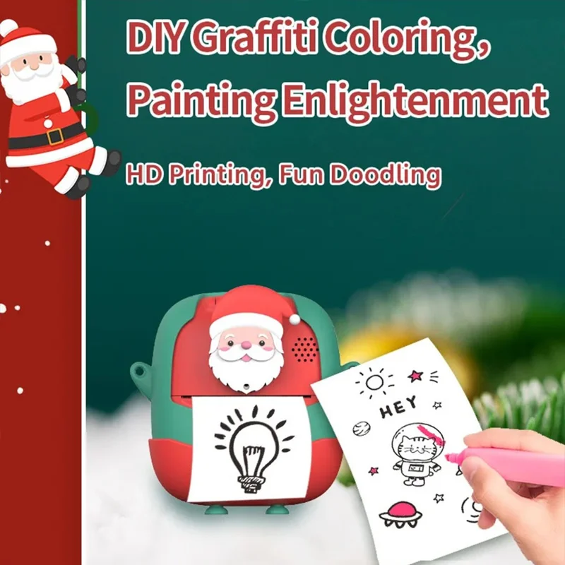 Christmas Style 2.0-inch Screen Children HD Digital Camera Instant Photo Printer