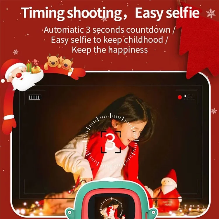 Estilo de Natal Tela de 2,0 Polegadas Crianças HD Câmera Digital Impressora Fotográfica Com 32G TF Card + Card Reader
