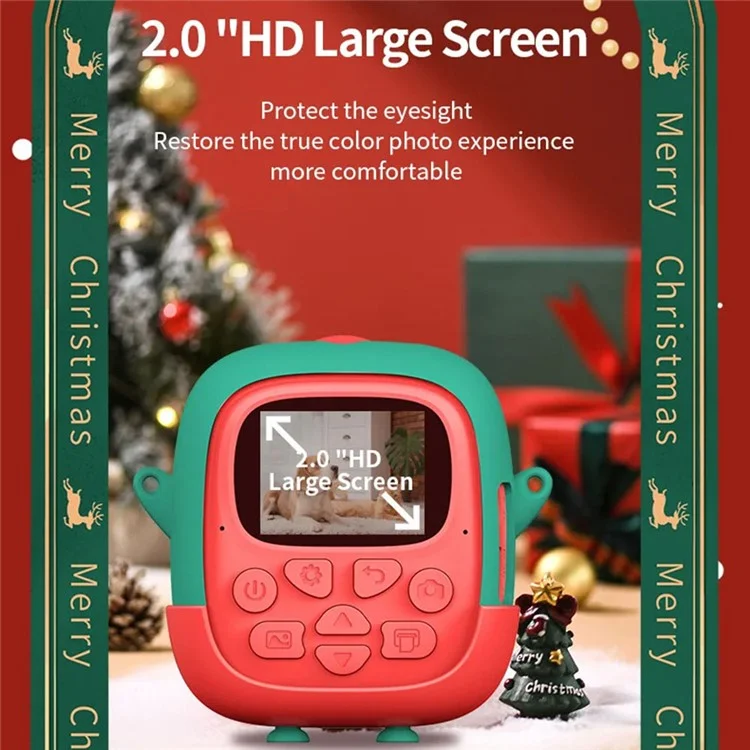 Estilo de Natal Tela de 2,0 Polegadas Crianças HD Câmera Digital Impressora Fotográfica Com 32G TF Card + Card Reader