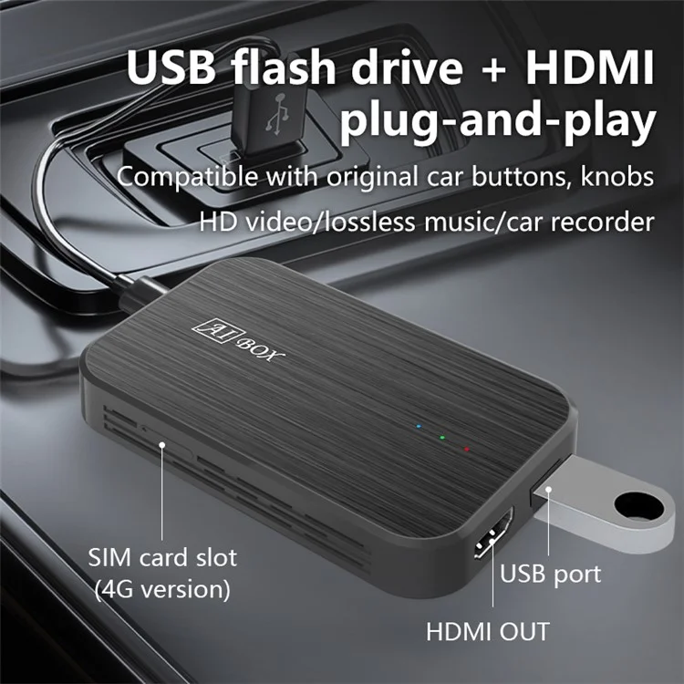 Z4 Android 10 AI Box Bluetooth + WiFi Wireless Carplay Android Auto Adapter, 4 + 64g (4G -version)