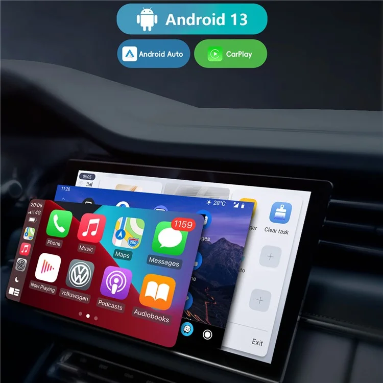 GT6 Pro Android 13 Беспроводной Carplay Adapter с Поддержкой Ambient Light Hd, 8+128 гб