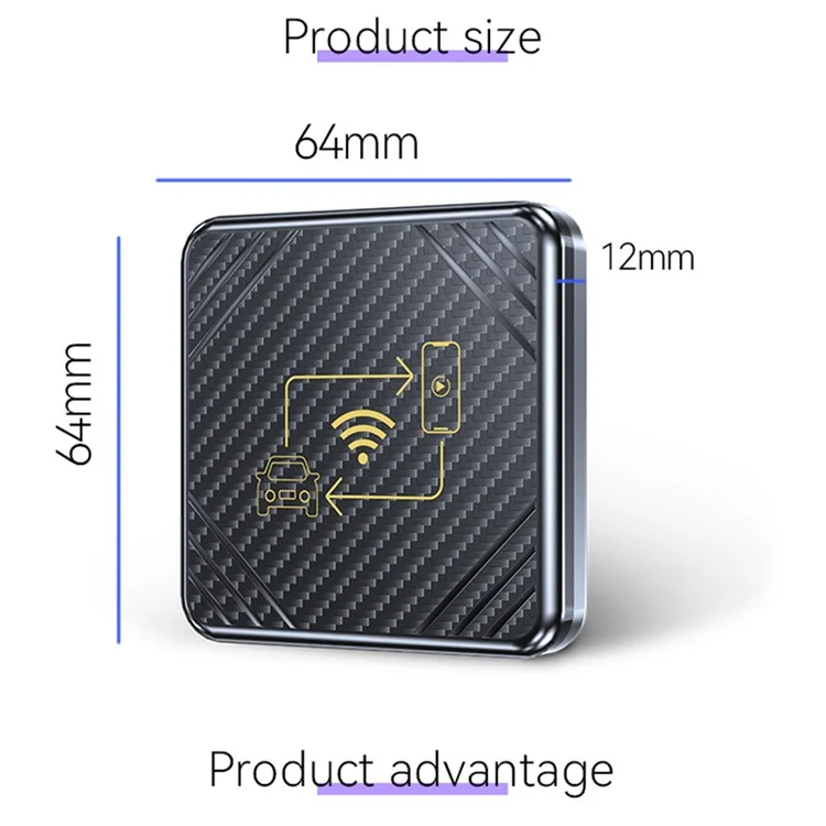 Q1 Carplay Android Auto 2-in-1 AI Box Bluetooth 5.0 Wired to Wireless Adapter - Золото