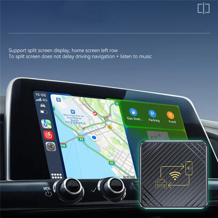 Q1 Carplay Android Auto 2-in-1 AI Box Bluetooth 5.0 Wired to Wireless Adapter - Золото
