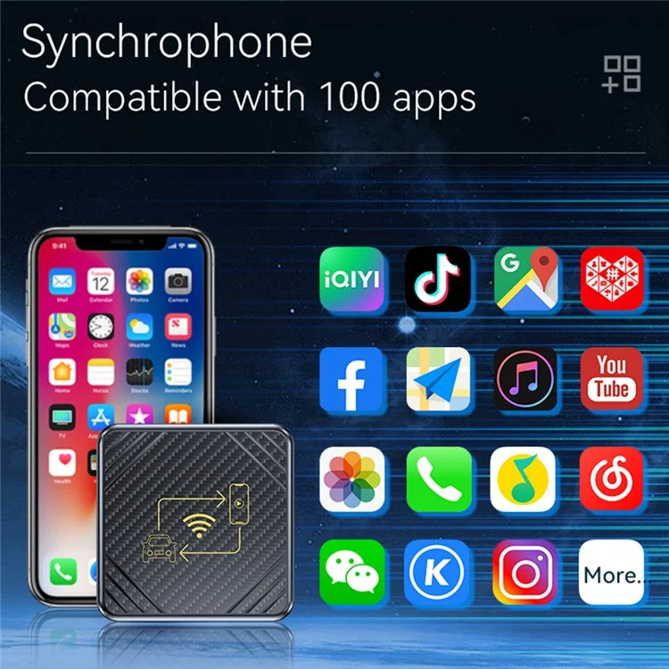 Q1 Carplay Android Auto 2-in-1 AI Box Bluetooth 5.0 Wired to Wireless Adapter - Золото
