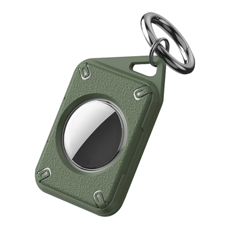 For Apple AirTag Case Locator Tracker IP68 Waterproof TPU+PC Cover Keyring Holder - Army Green / Matte