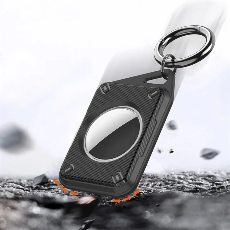 For Apple AirTag Case Locator Tracker IP68 Waterproof TPU+PC Cover Keyring Holder - Army Green / Matte