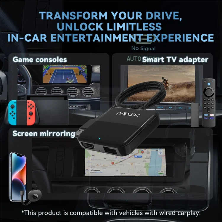 MINIX CA361 Car Carplay Screen Projector TV Box HD Video Converter Multimedia Adapter
