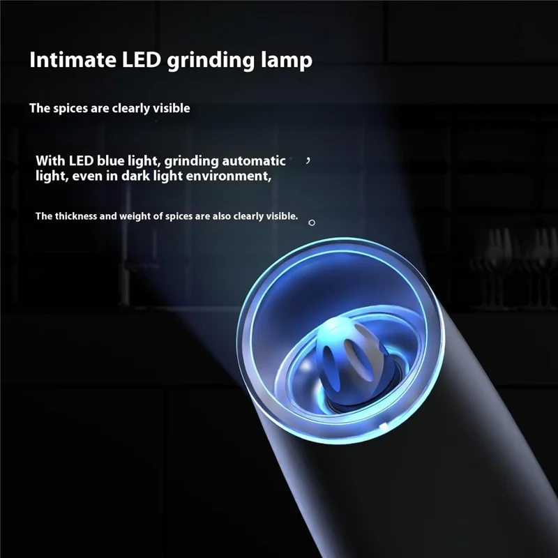 KLT DGS-KYMQ-50B 2Pcs Battery Powered Gravity Sensing Kitchen Electric Salt Pepper Grinder (BPA Free, No FDA Certification)