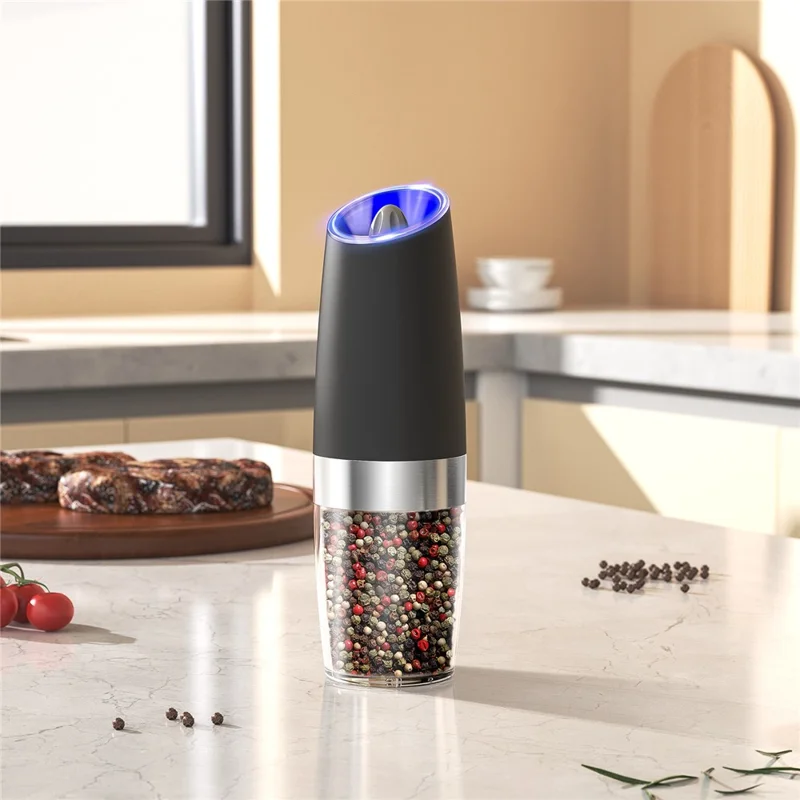 KLT DGS-KYMQ-50B 2Pcs Battery Powered Gravity Sensing Kitchen Electric Salt Pepper Grinder (BPA Free, No FDA Certification)