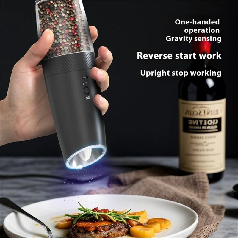 KLT KYMQ-47A Gravity Sensing Electric Pepper Grinder Kitchen Pepper Grinding Tool (BPA Free, No FDA Certification)
