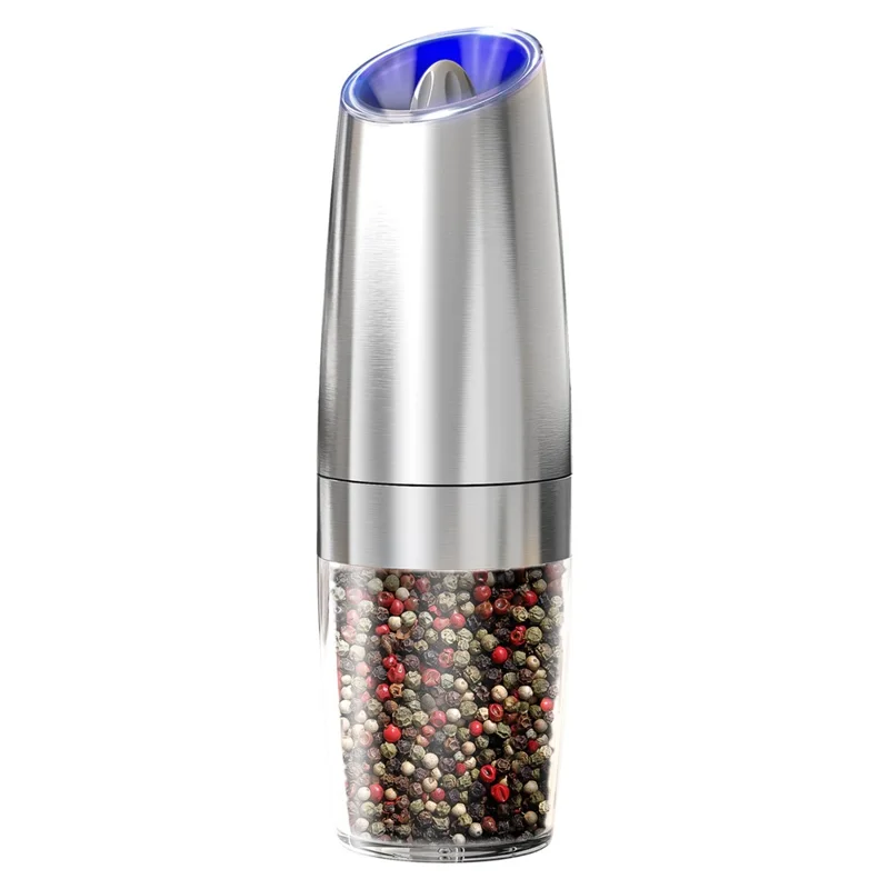 KLT KYMQ-53B Battery Powered Gravity Sensing Stainless Steel Electric Pepper Grinder (BPA Free, No FDA Certification)