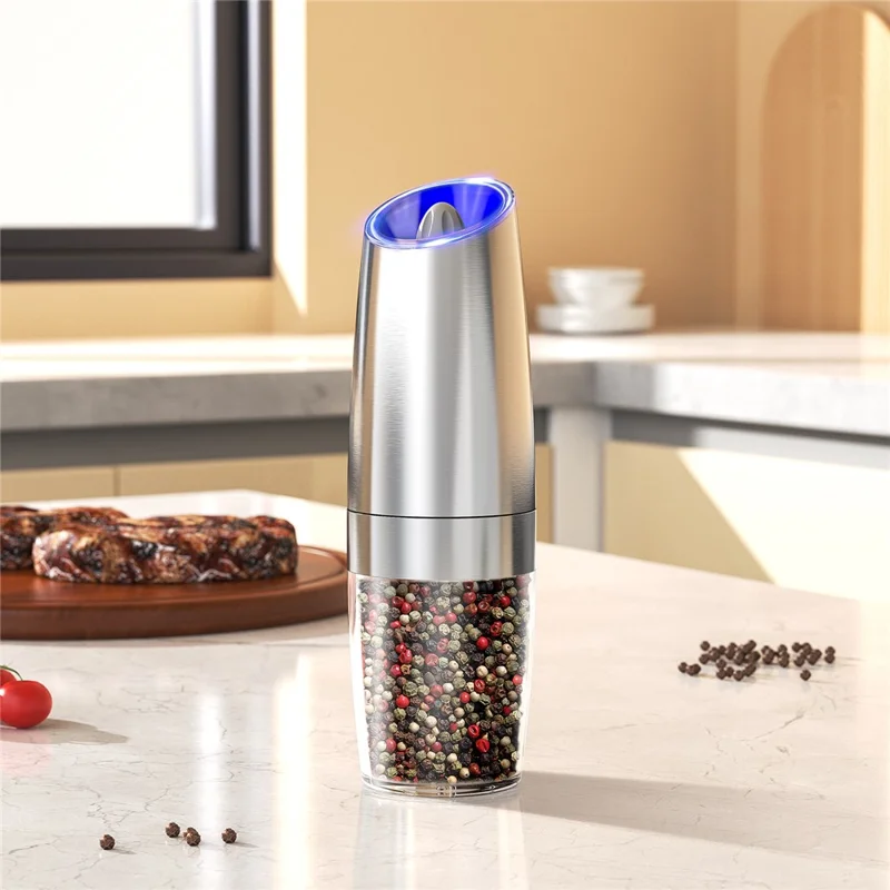KLT KYMQ-53B Battery Powered Gravity Sensing Stainless Steel Electric Pepper Grinder (BPA Free, No FDA Certification)