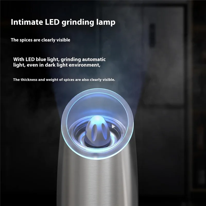 KLT DGS-KYMQ-53B 2Pcs Battery Powered Gravity Sensing Stainless Steel Electric Pepper Grinder (BPA Free, No FDA Certification)