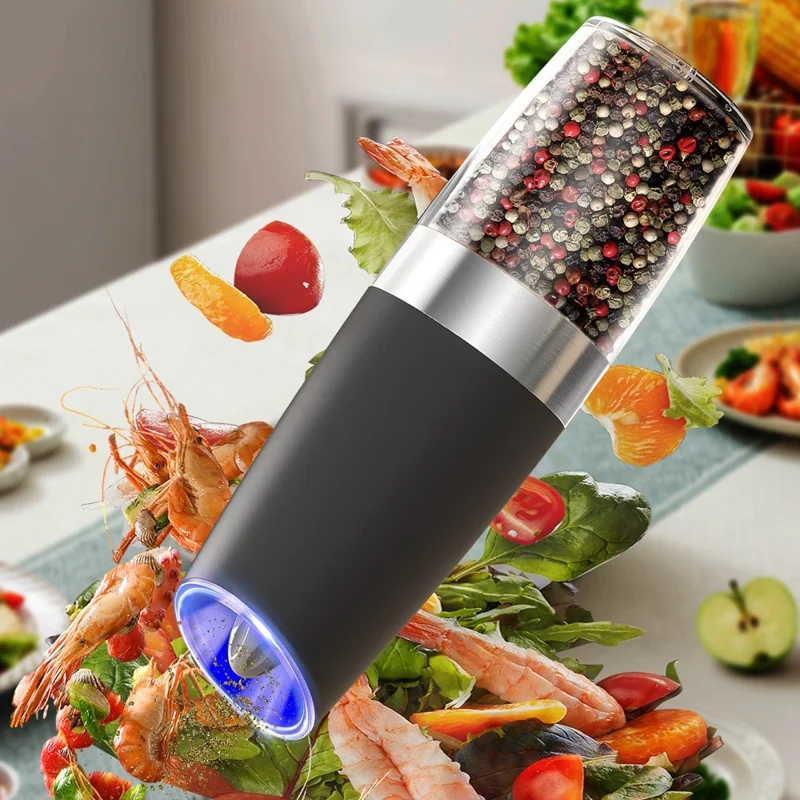 KLT KYMQ-50B Battery Powered Gravity Sensing Kitchen Electric Salt Pepper Grinder (BPA Free, No FDA Certification)