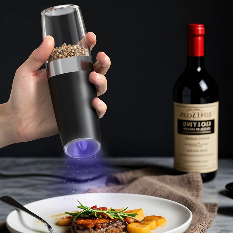 KLT KYMQ-50B Battery Powered Gravity Sensing Kitchen Electric Salt Pepper Grinder (BPA Free, No FDA Certification)