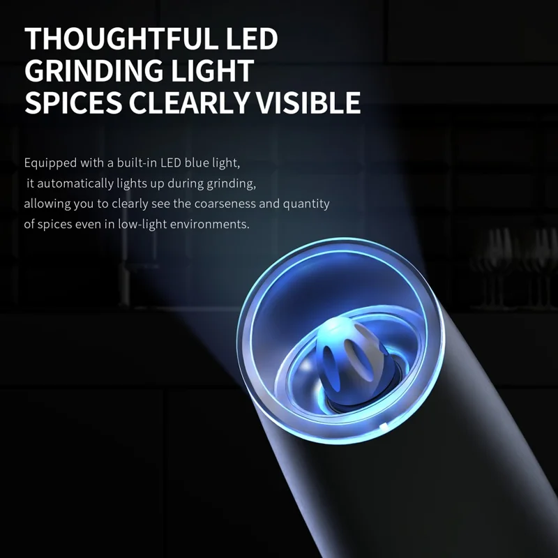 KLT KYMQ-50B Battery Powered Gravity Sensing Kitchen Electric Salt Pepper Grinder (BPA Free, No FDA Certification)