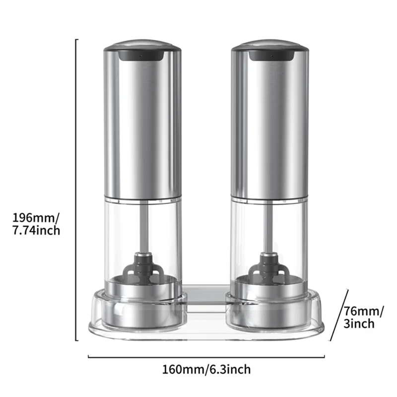 KLT KYMQ-37A-H-BS 2pcs Перезаряжаемый Электрический Перец Grinder Grinder Kitchen Tool (бпа Бесплатно, Без Сертификации Fda)