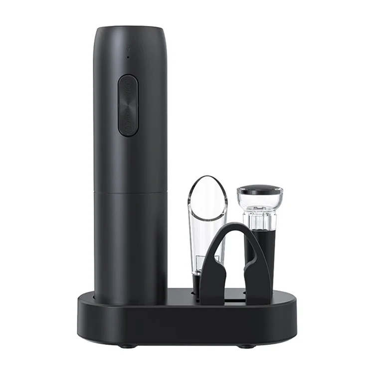 KLT KP1125(D) 5-in-1 Rechargeable Red Wine Bottle Opener Pourer Vacuum Stopper Foil Cutter with Base