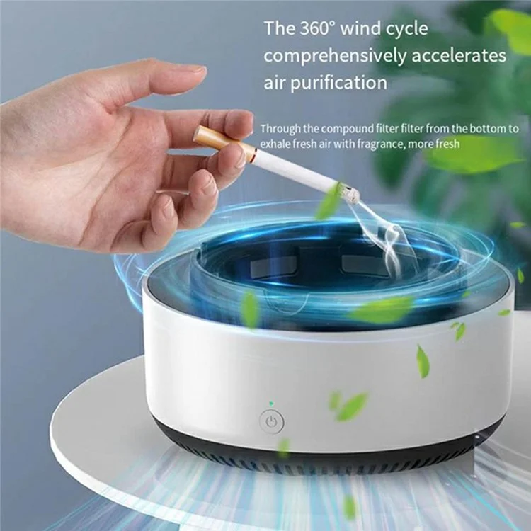 AS-08 Home Office Smoke Removal Air Purification Ashtray Electric Air Purifier Ashtray, Battery Powered - Grey