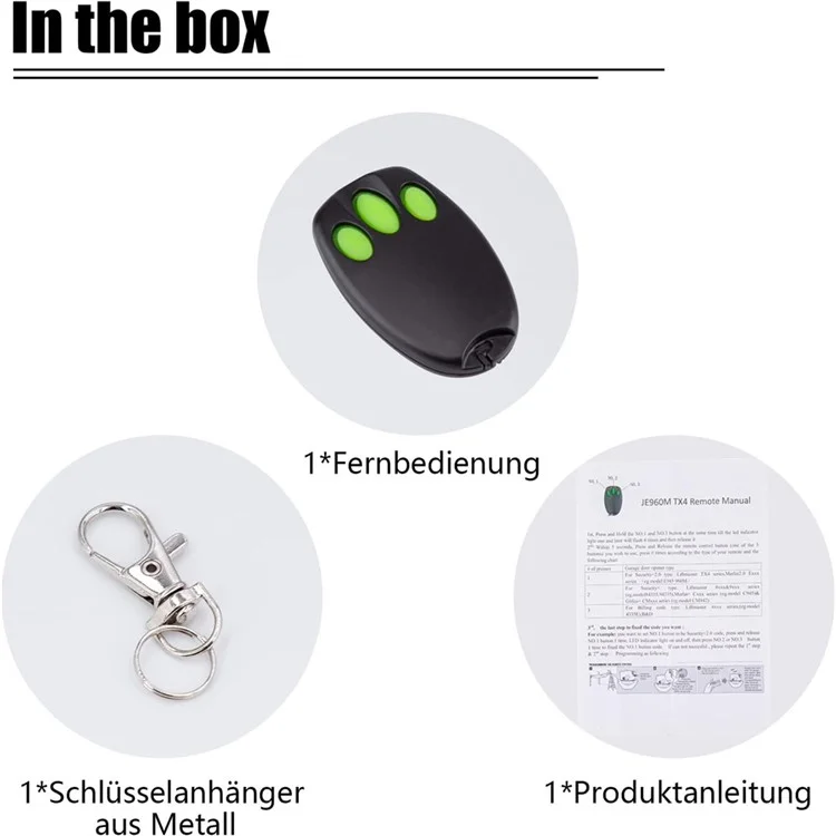 3-Tasten Mini-Fernbedienung 433,92 MHz Garagentoröffner C945 CM842 C940 C943 - Grün