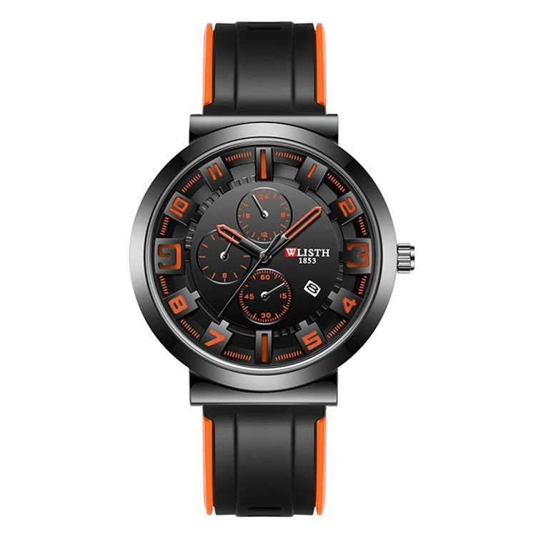 WLISTH 6176 Men Calendar Quartz Restestar Pequeno de Disco de Disco de Discone - Laranja
