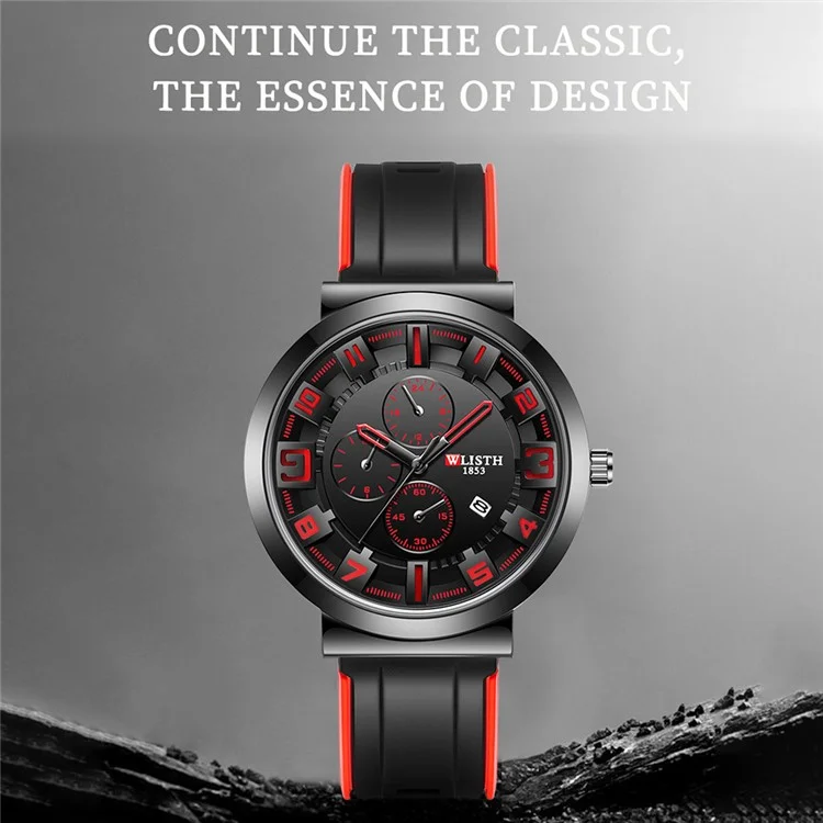 WLISTH 6176 Men Calendar Quartz Restestar Pequeno de Disco de Disco de Discone - Laranja