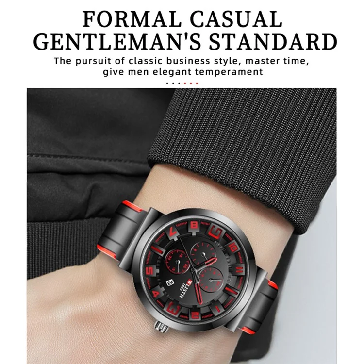 WLISTH 6176 Men Calendar Quartz Restestar Pequeno de Disco de Disco de Discone - Laranja