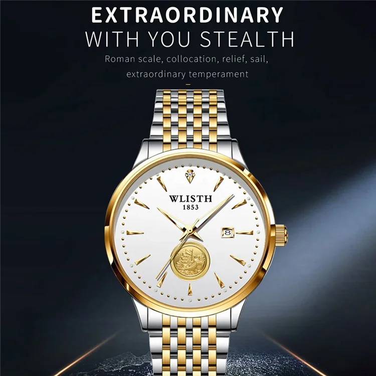 Wlisth 6166 Stahlgurt Business Men Quarz Uhr Luminous Kalender Handgelenk Uhr Uhr
