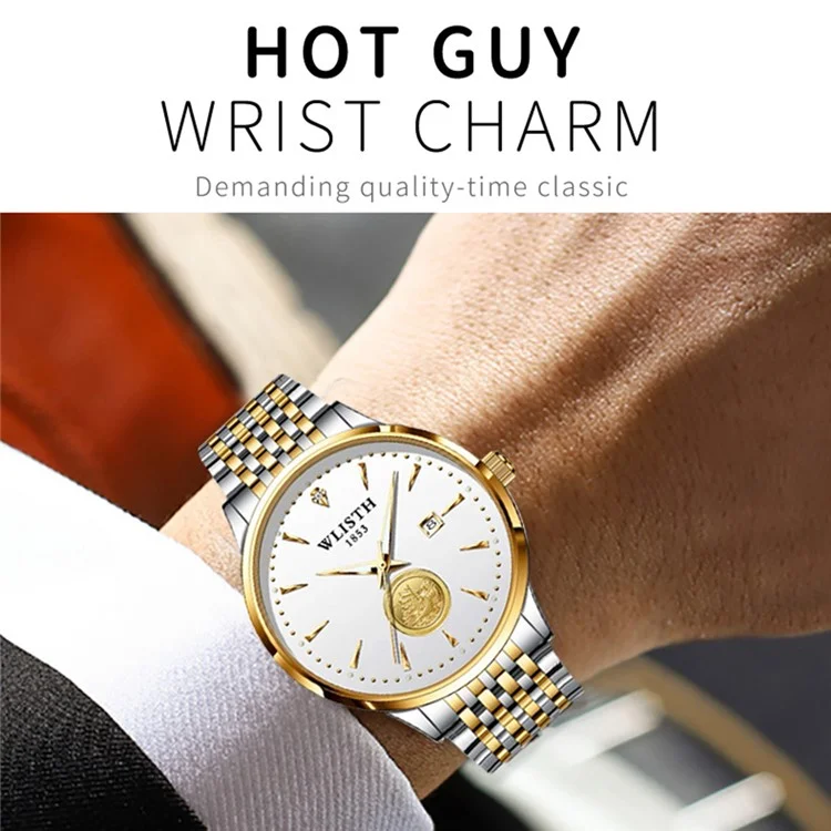 Wlisth 6166 Stahlgurt Business Men Quarz Uhr Luminous Kalender Handgelenk Uhr Uhr