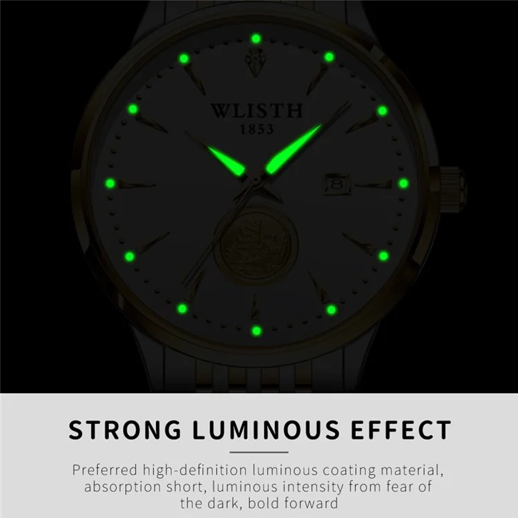 Wlisth 6166 Stahlgurt Business Men Quarz Uhr Luminous Kalender Handgelenk Uhr Uhr