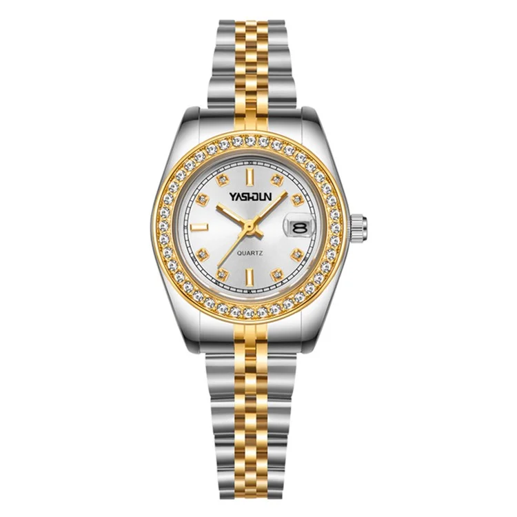 Yashidun 5068 Women Elettesh Women Watch Acciaio Cingcio Sinestone Orologio Luminoso - Quadrante Bianco