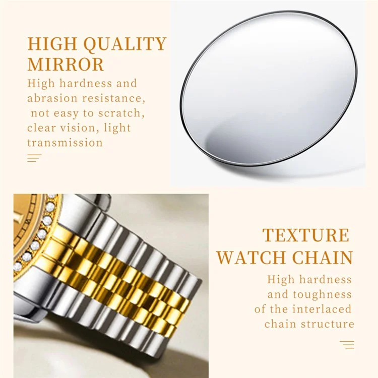Yashidun 5068 Women Elettesh Women Watch Acciaio Cingcio Sinestone Orologio Luminoso - Quadrante Bianco