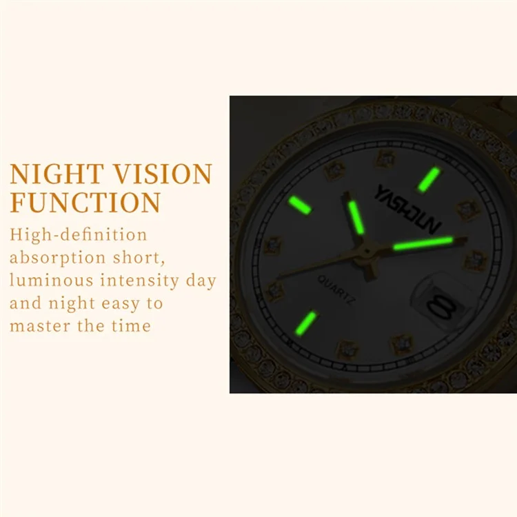 Yashidun 5068 Women Elettesh Women Watch Acciaio Cingcio Sinestone Orologio Luminoso - Quadrante Bianco