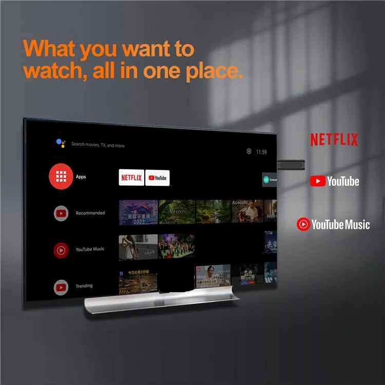 YD925 2+16GB Android Smart TV Stick Quad Core Arm Cortex A53 4K Transmisión TV Stick - Enchufe de Ee. Uu.