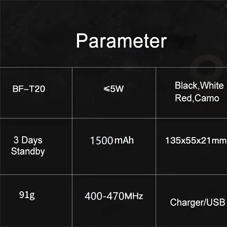 BAOFENG VT-C2 (BF-T20) 2Pcs Outdoor Handheld Interphone VHF 400-470MHZ Walkie Talkie - Black / US Plug