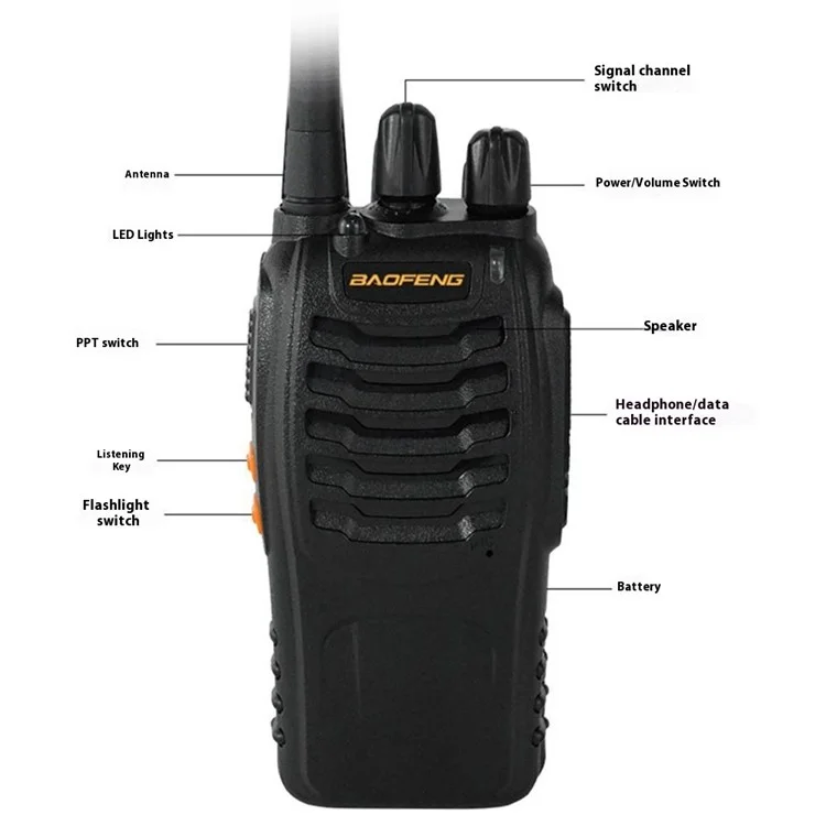 Baofeng BF-888H 2pcs Outdoor Handheld Two Way Radio UHF 400-470mhz Walkie Talkie - US -stecker